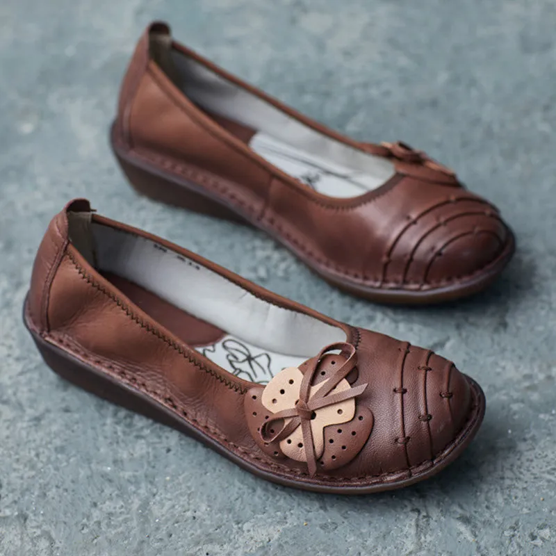 Women Retro Soft Leather Handmade Casual Flats