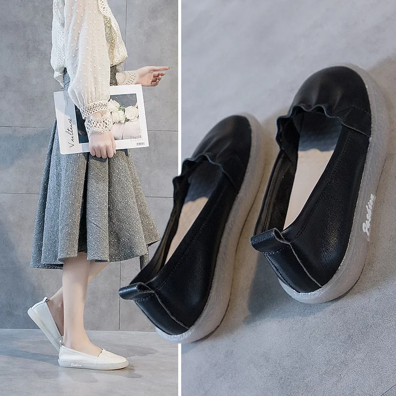 Women Soft Leather Casual Flats Shoes