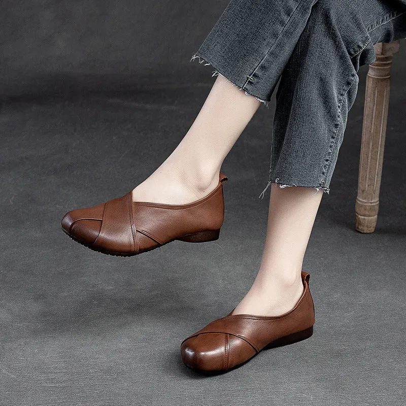 Women Solid Soft Leather Casual Flats