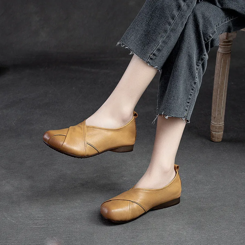 Women Solid Soft Leather Casual Flats