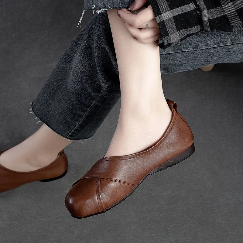 Women Solid Soft Leather Casual Flats
