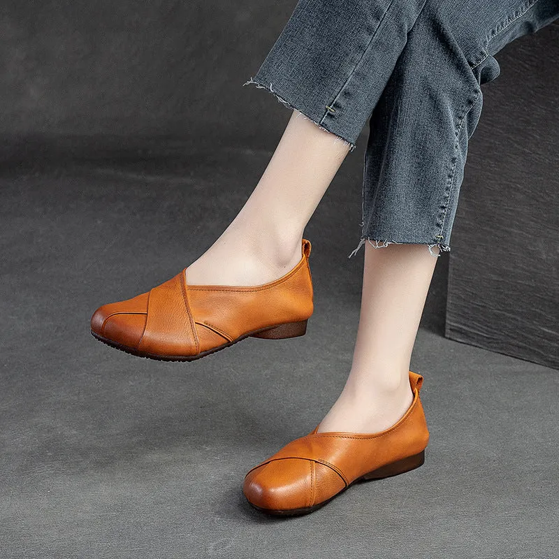 Women Solid Soft Leather Casual Flats