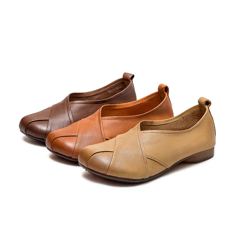 Women Solid Soft Leather Casual Flats
