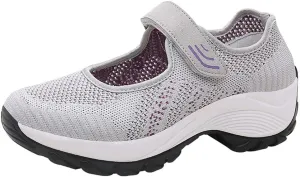 Women's Fashion Sneaker Mesh Slip On Black Non Slip Shoes for Women Comfortable Women's Walking Shoes with Arch Support Flat Loafers Safety Toe Sneakers Men